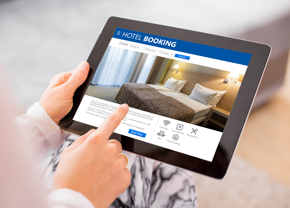 hotel booking on an ipad