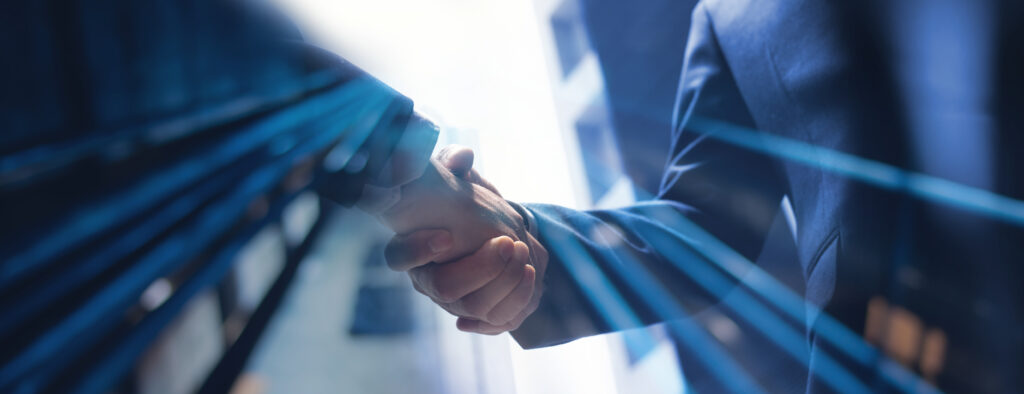 Businessmen making handshake with partner, greeting, dealing, merger and acquisition, business cooperation concept, for business, finance and investment background, teamwork and successful ...